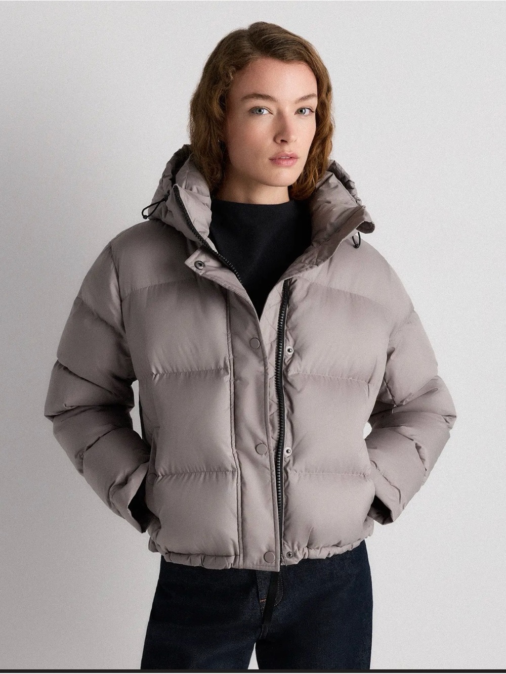 Quince NWOT Responsible Down Cropped Puffer in Morel Grey Size Medium 1079